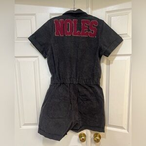 Stewart Simmons "The Noles" denim romper‎ in washed black size large grunge